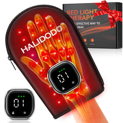 HALIDODO cordless red light therapy glove palm closeup for precise treatment