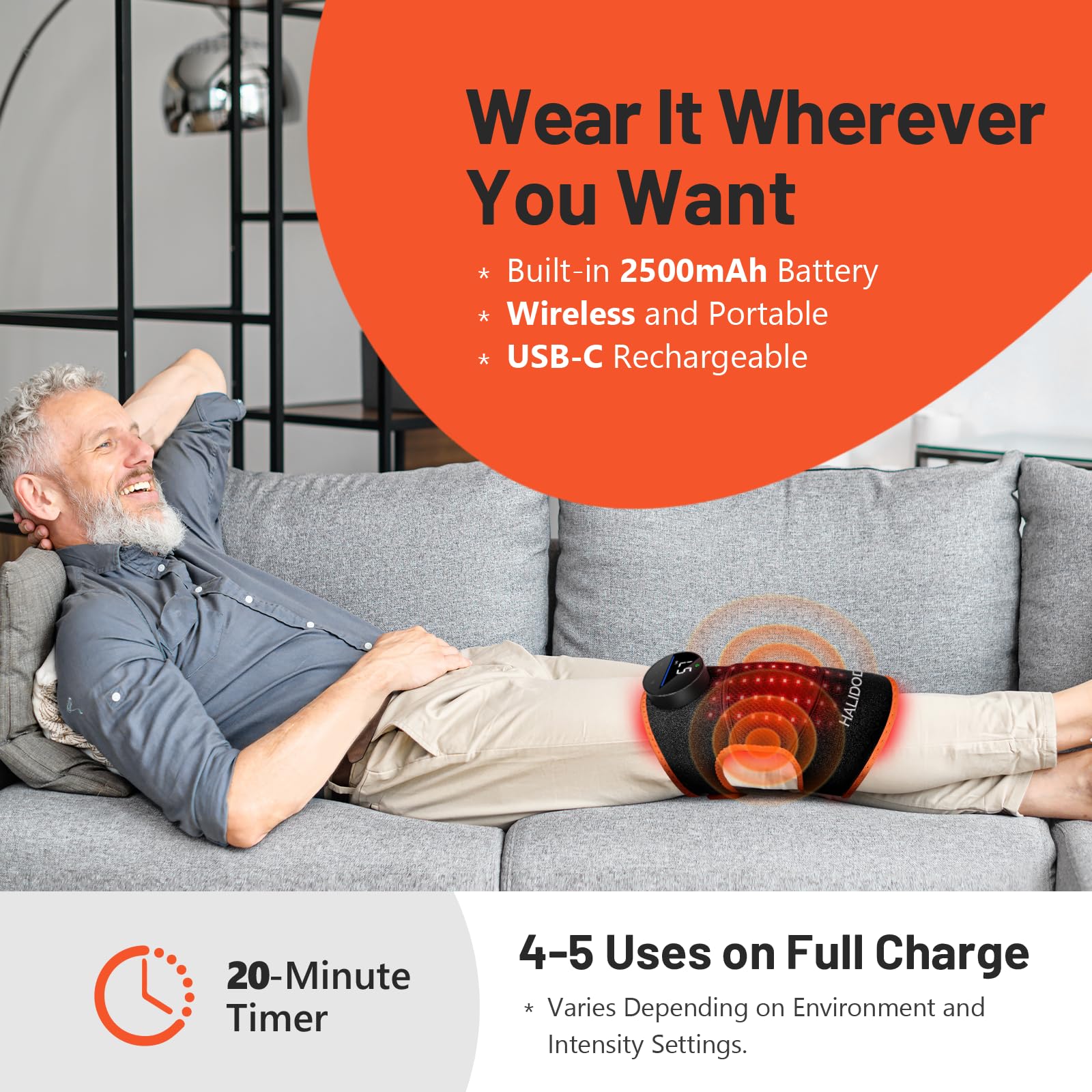 HALIDODO USB cable included for easy charging.