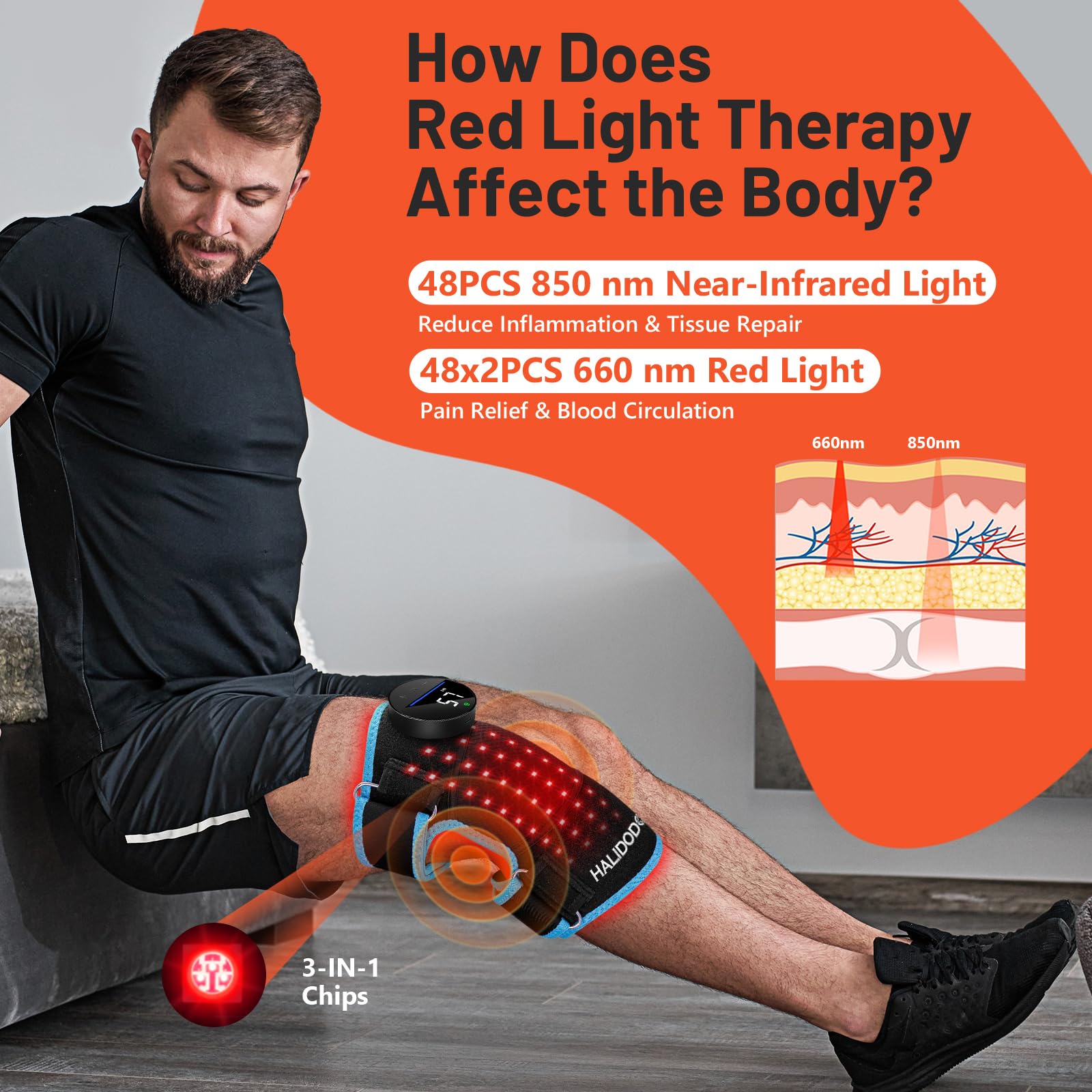 HALIDODO knee brace vibration massage supports muscles after activity