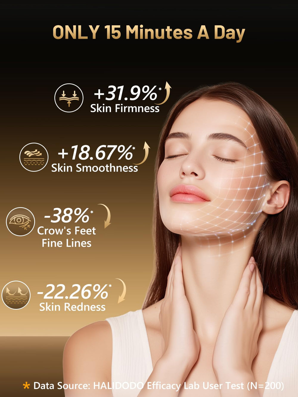 HALIDODO orange light mode supports skin tone and clarity exploration.