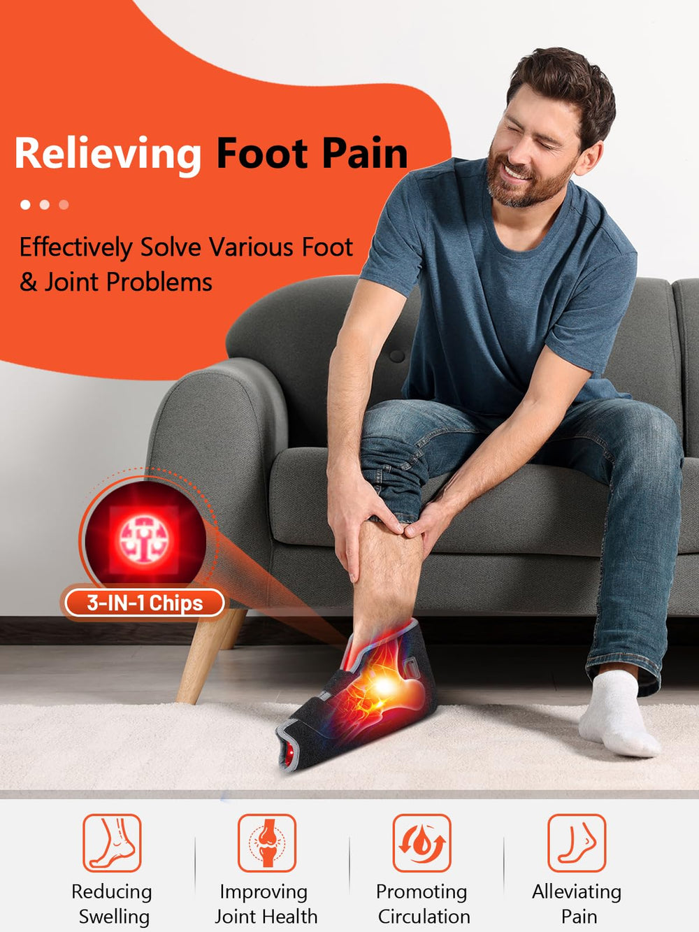HALIDODO red light foot wrap with digital timer, easy auto shut-off.
