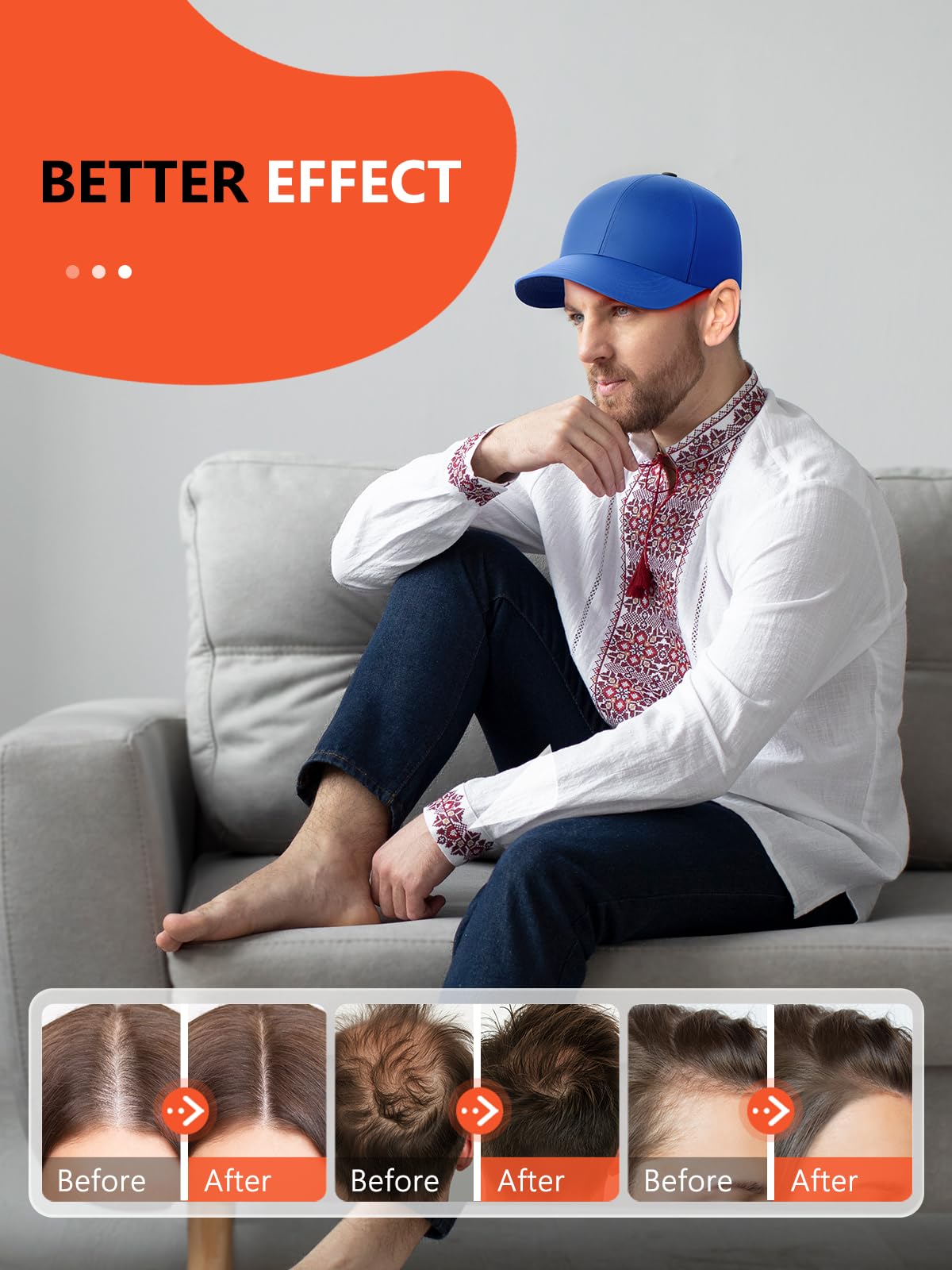HALIDODO cap worn on head for convenient at-home treatment session.