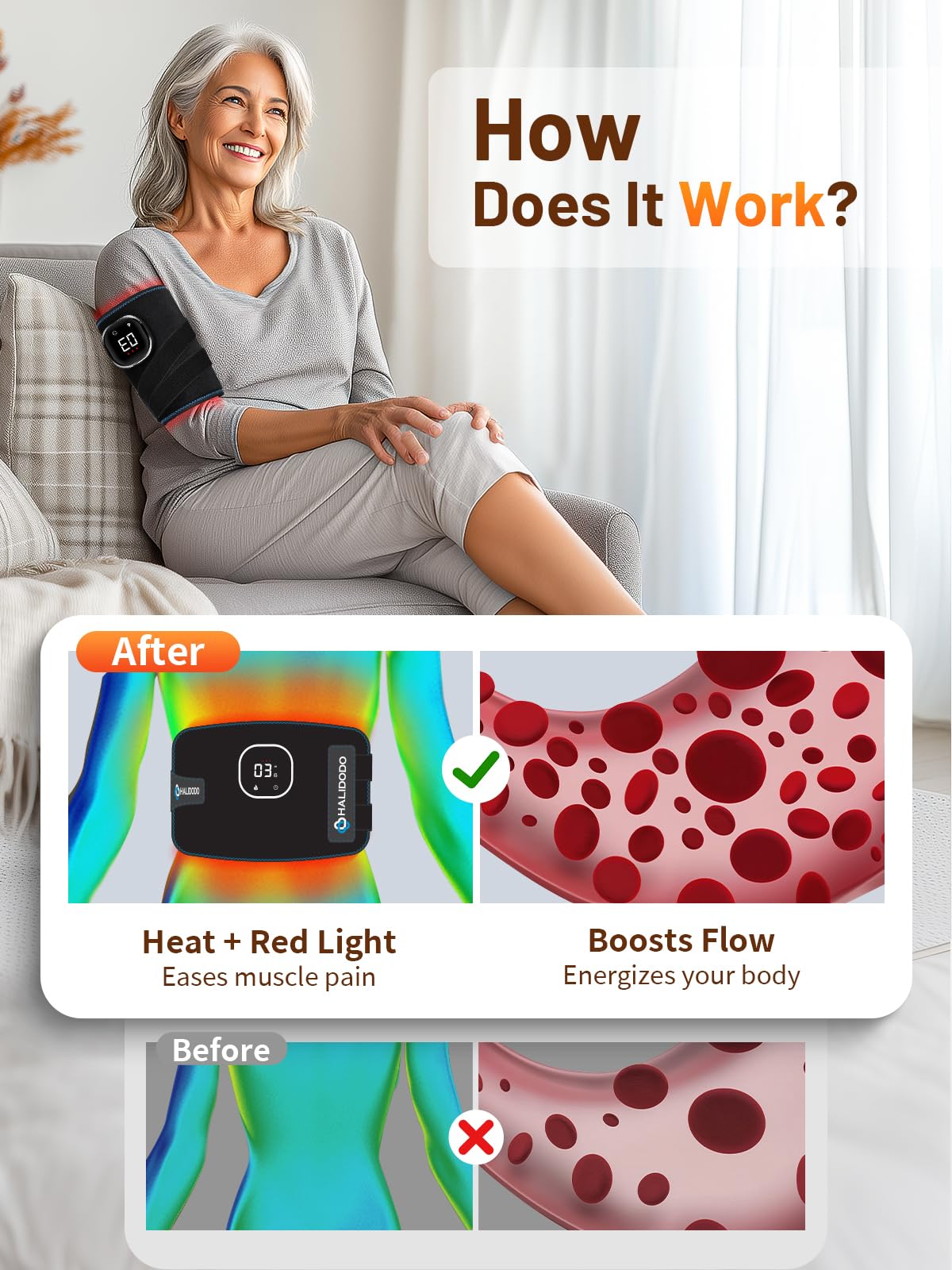 HALIDODO cordless pad powered by a 3000mAh battery for on-the-go use.