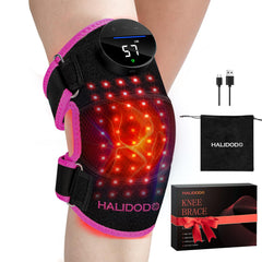 HALIDODO red light therapy knee brace front view showing cordless design for on-the-go relief