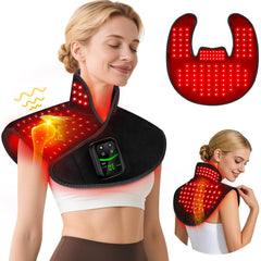 HALIDODO red light therapy pad on neck and shoulder for targeted soothing warmth