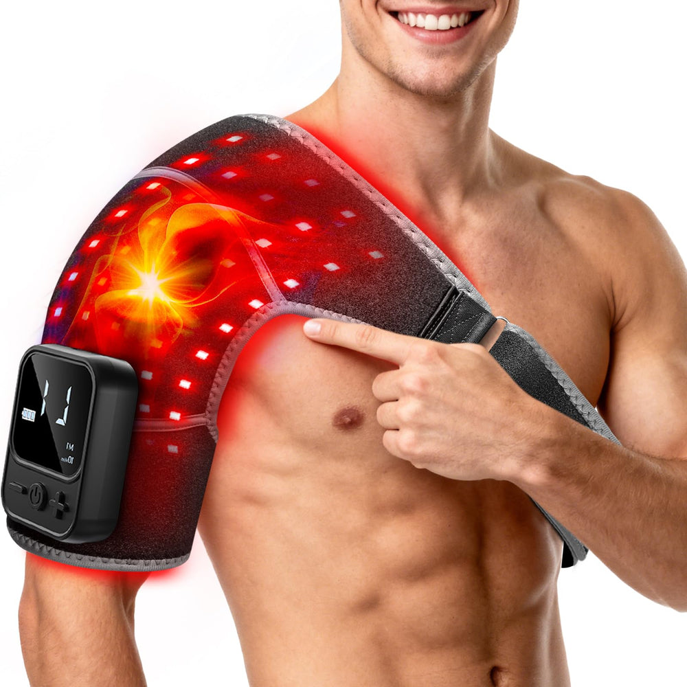 HALIDODO red light therapy shoulder wrap in cordless mode for on-the-go relief