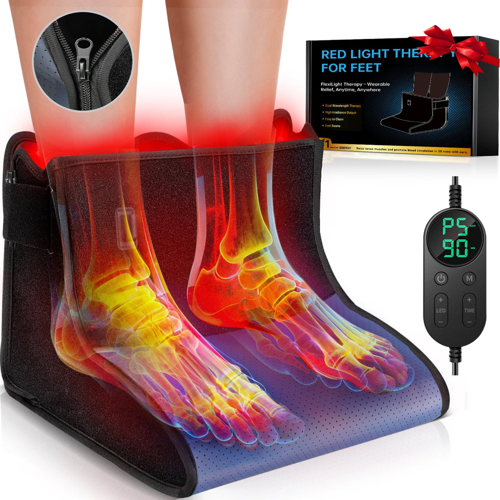 HALIDODO Upgraded Red Light Foot Therapy device, front view, full-foot coverage for relief.