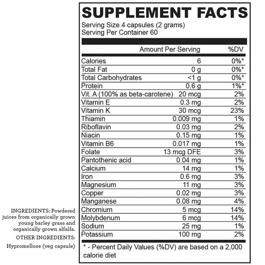 Hallelujah Diet BarleyMax capsules closeup emphasizing detox and immune-support potential