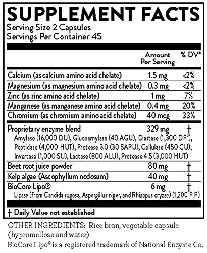 Hallelujah Diet digestive enzymes capsules closeup highlights easy-to-swallow vegan formula.