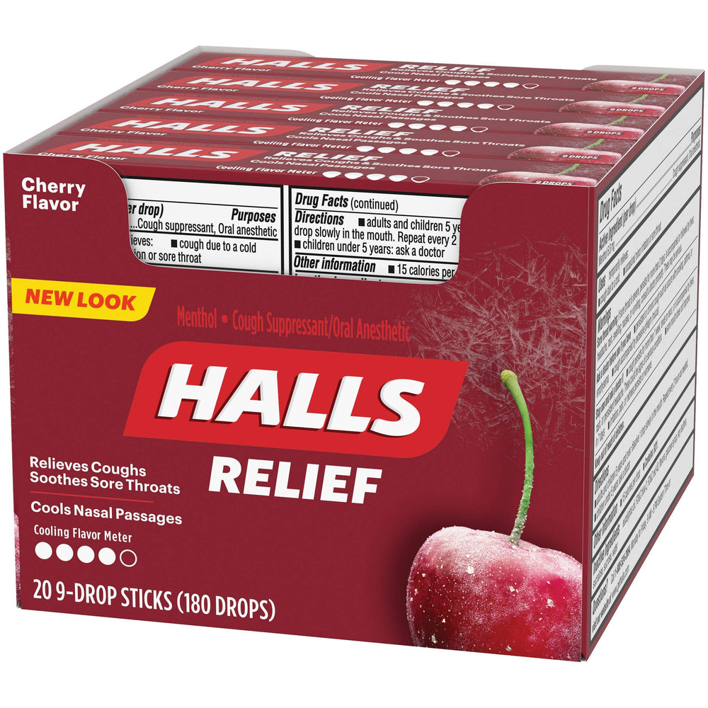 HALLS foil pouch with resealable closure.