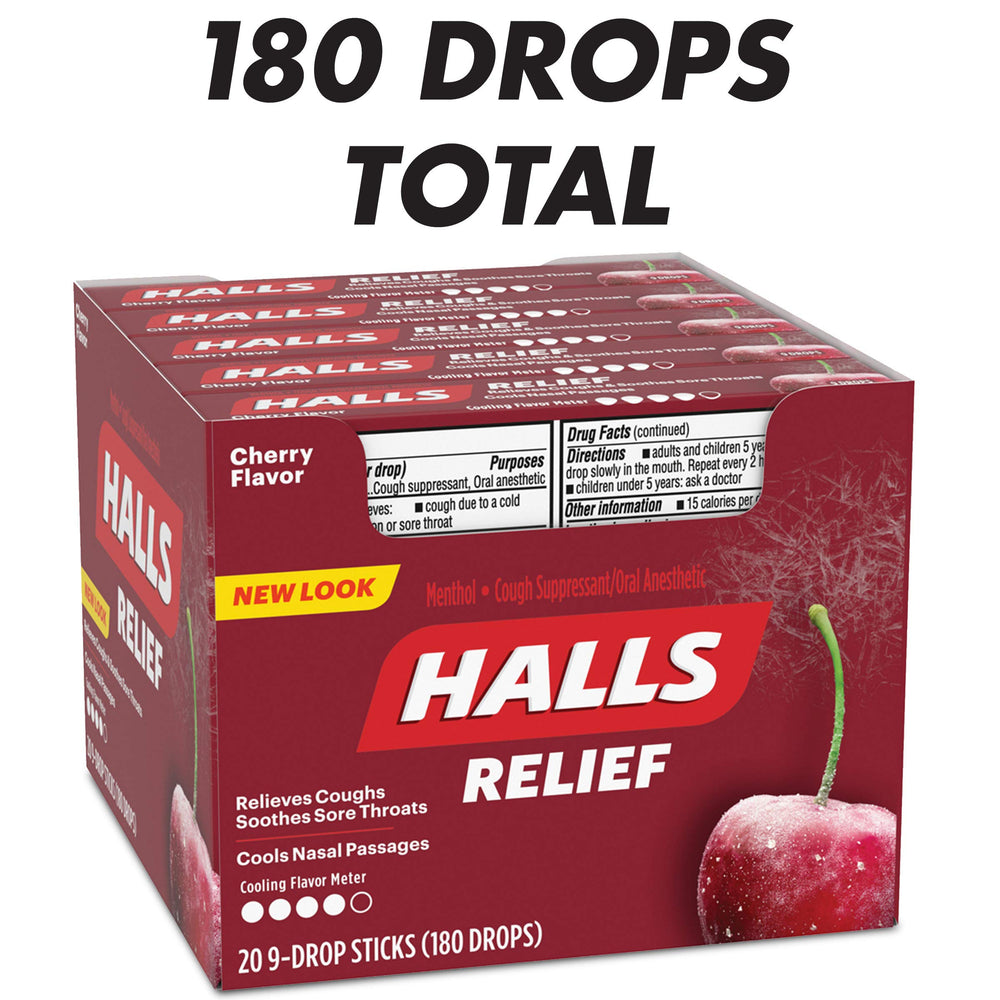 HALLS mint label close-up with branding.