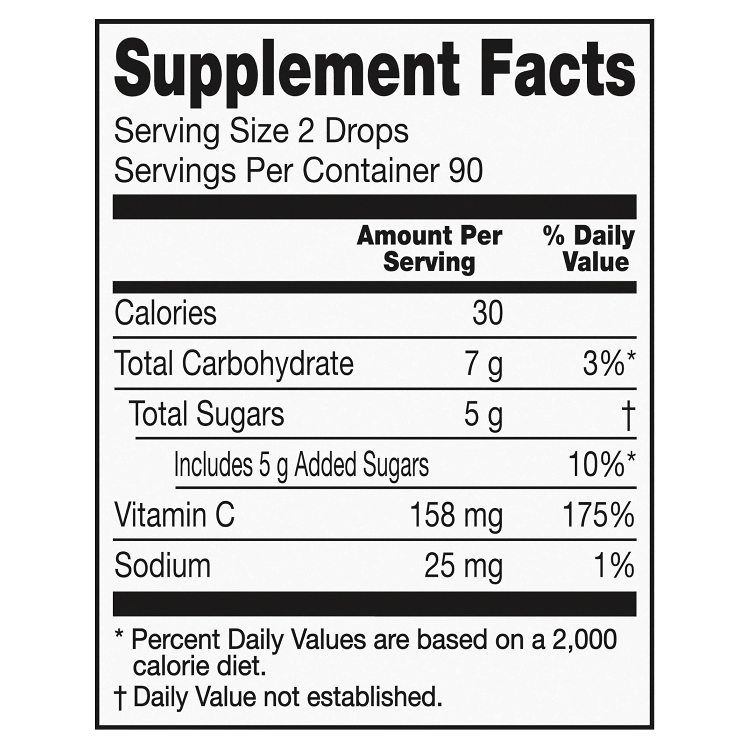 HALLS Defense 158 mg vitamin C per two drops for daily supplementation.