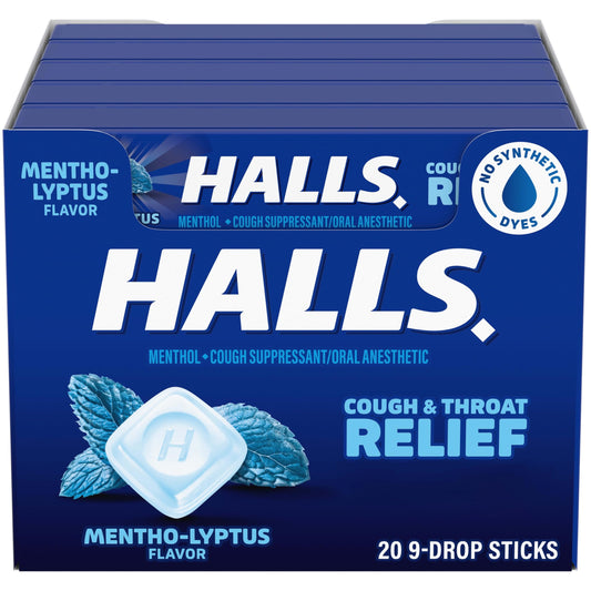 HALLS mentho-lyptus cough drops pack ideal for on-the-go relief