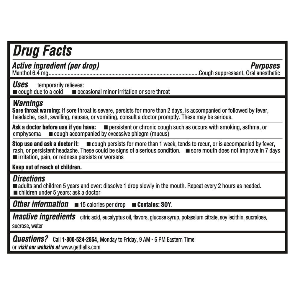 HALLS mentho-lyptus drops in hand for quick throat relief