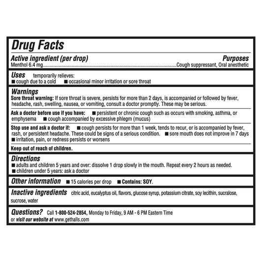 HALLS mentho-lyptus drops in hand for quick throat relief