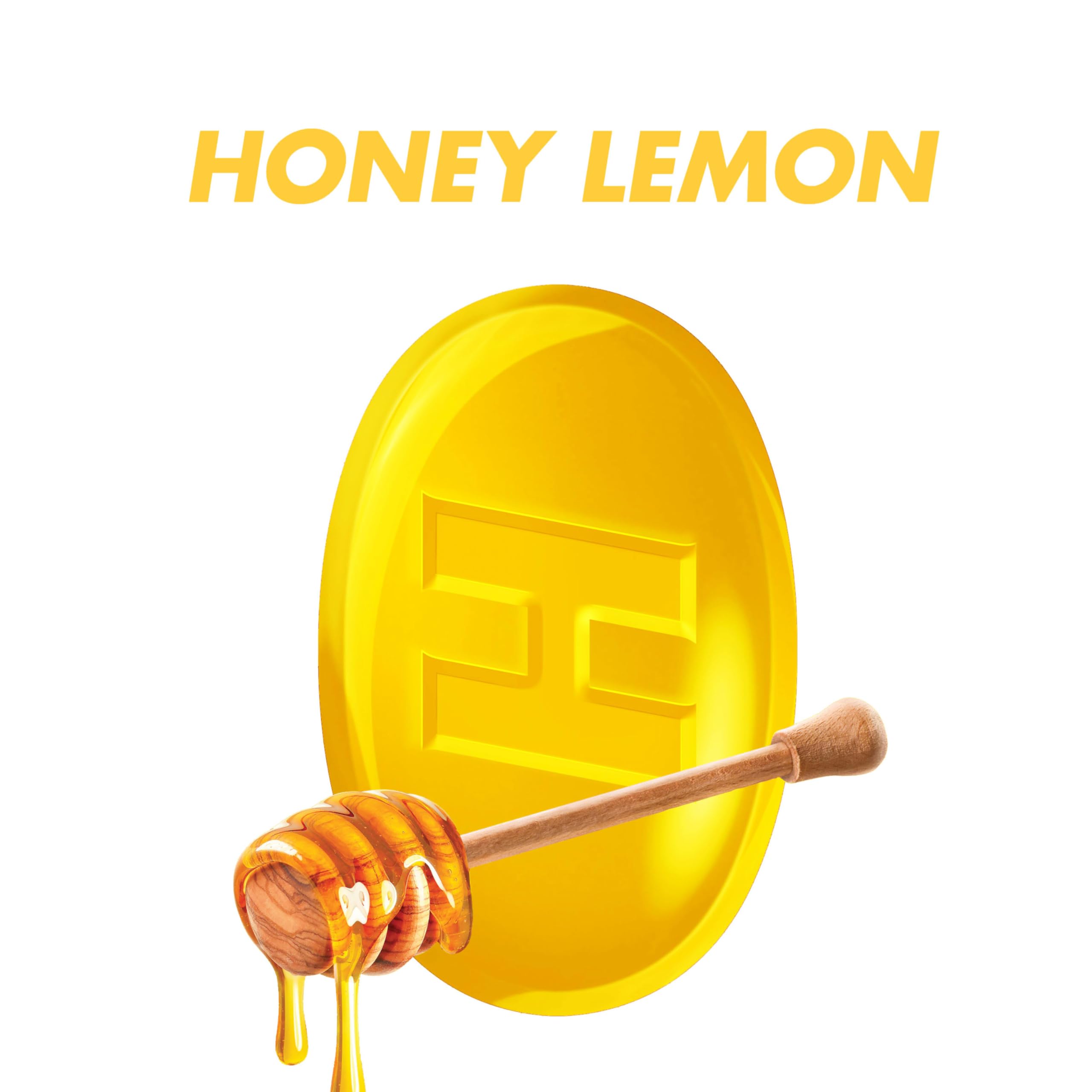 HALLS Relief Honey Lemon drops close-up showing smooth texture