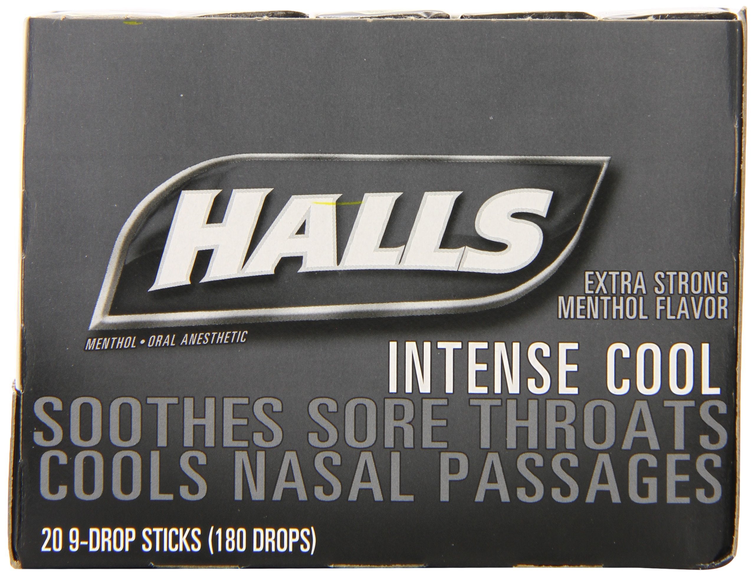 HALLS Relief Max Strength box and label showing product details
