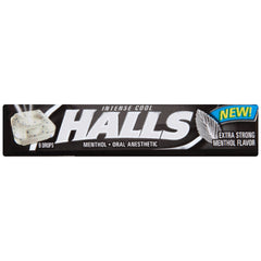 HALLS Relief Max Strength menthol drops close-up for soothing throat sensations
