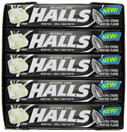HALLS Relief Max Strength drops in pack ready for quick access