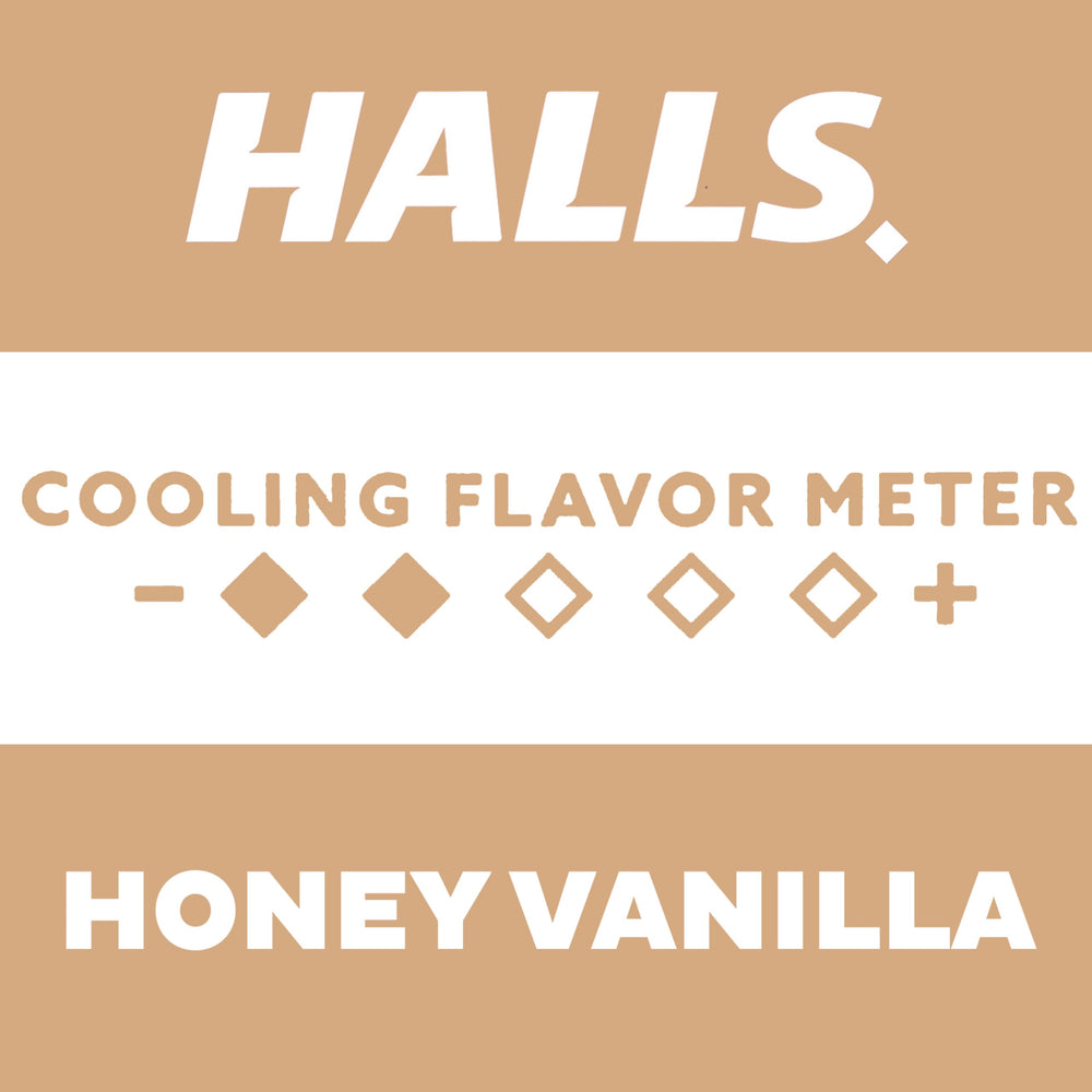 HALLS sore throat lozenges in resealable bag for easy access.