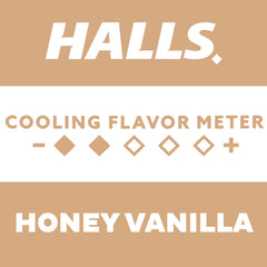 HALLS sore throat lozenges in resealable bag for easy access.