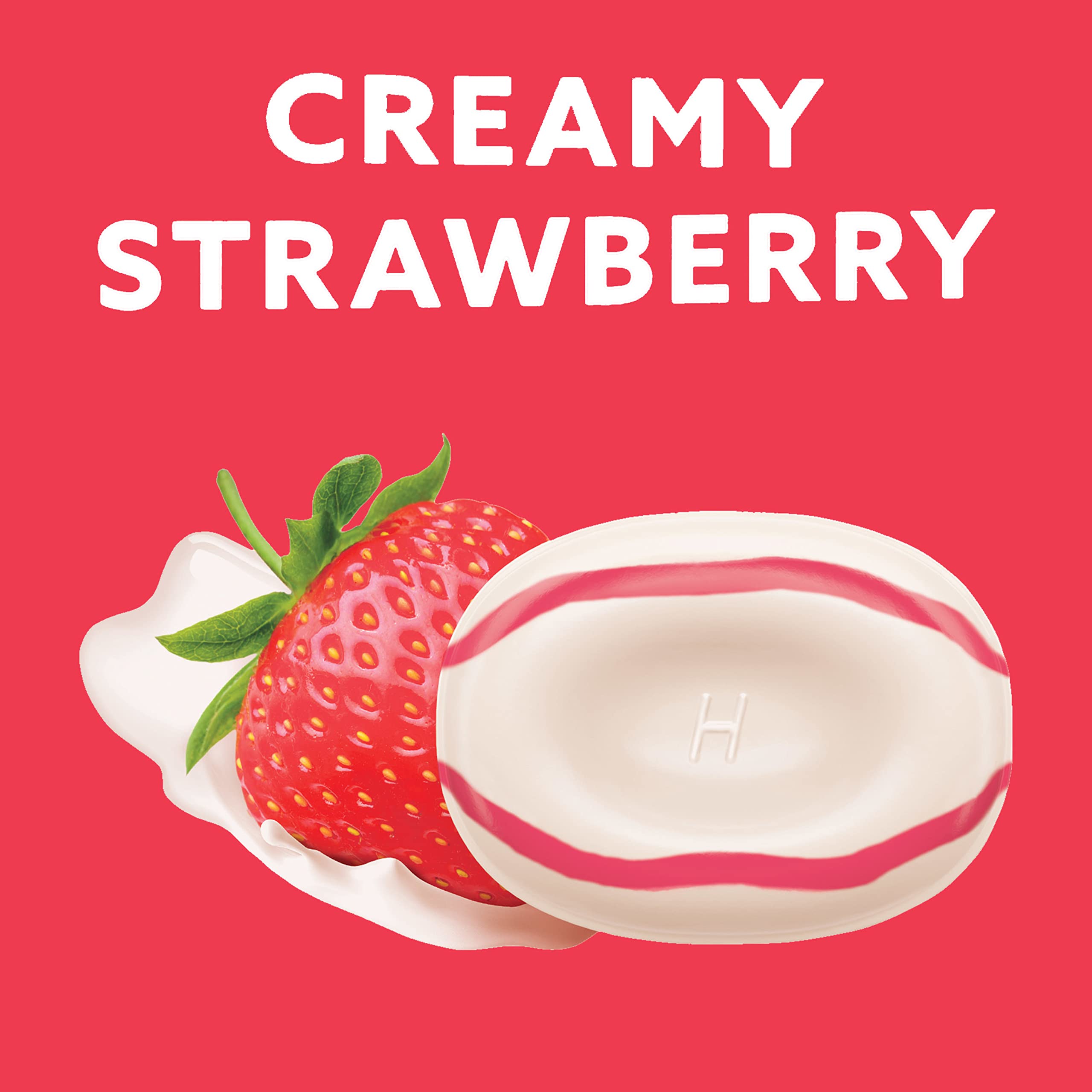 Close-up of HALLS creamy strawberry drops highlighting texture and flavor.