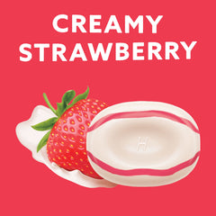 Close-up of HALLS creamy strawberry drops highlighting texture and flavor.