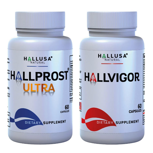 Hallusa Natural Hallprost Ultra bottle being poured for easy daily dosing