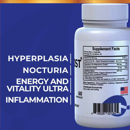 Hallprost Ultra label close-up showing ingredient highlights
