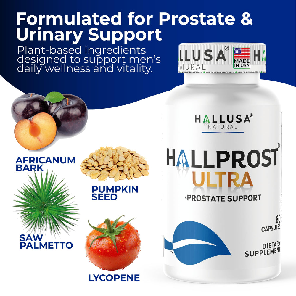 Hallprost Ultra packaging on shelf signals USA-made GMP-certified quality.