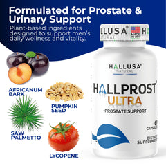 Hallprost Ultra packaging on shelf signals USA-made GMP-certified quality.