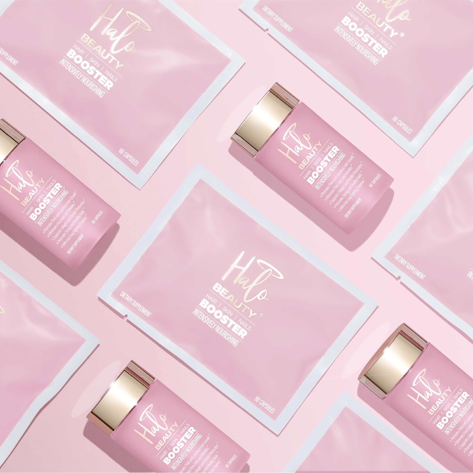 Halo Beauty packaging sustainability refilled pack photo communicates reduced waste.