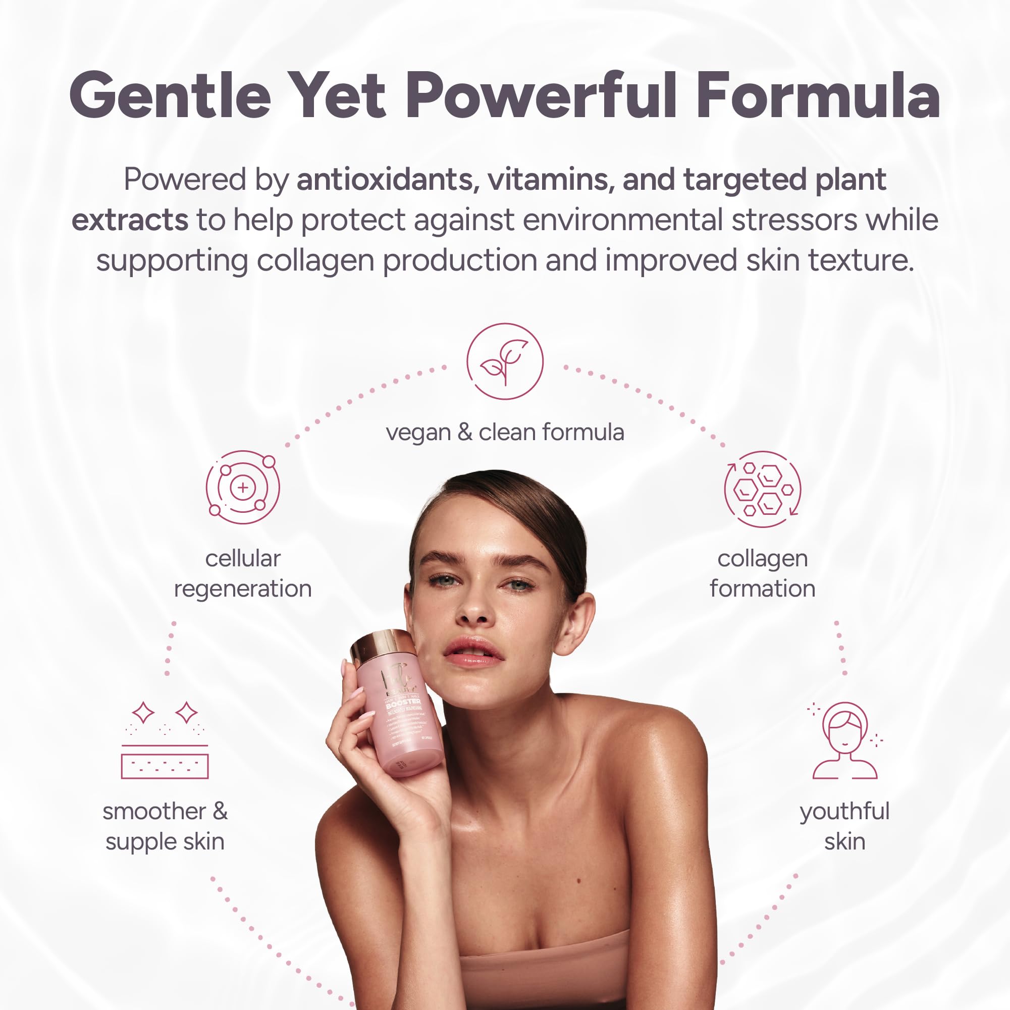 Halo Beauty Sakura bottle with label conveys science-backed botanicals for collagen support.