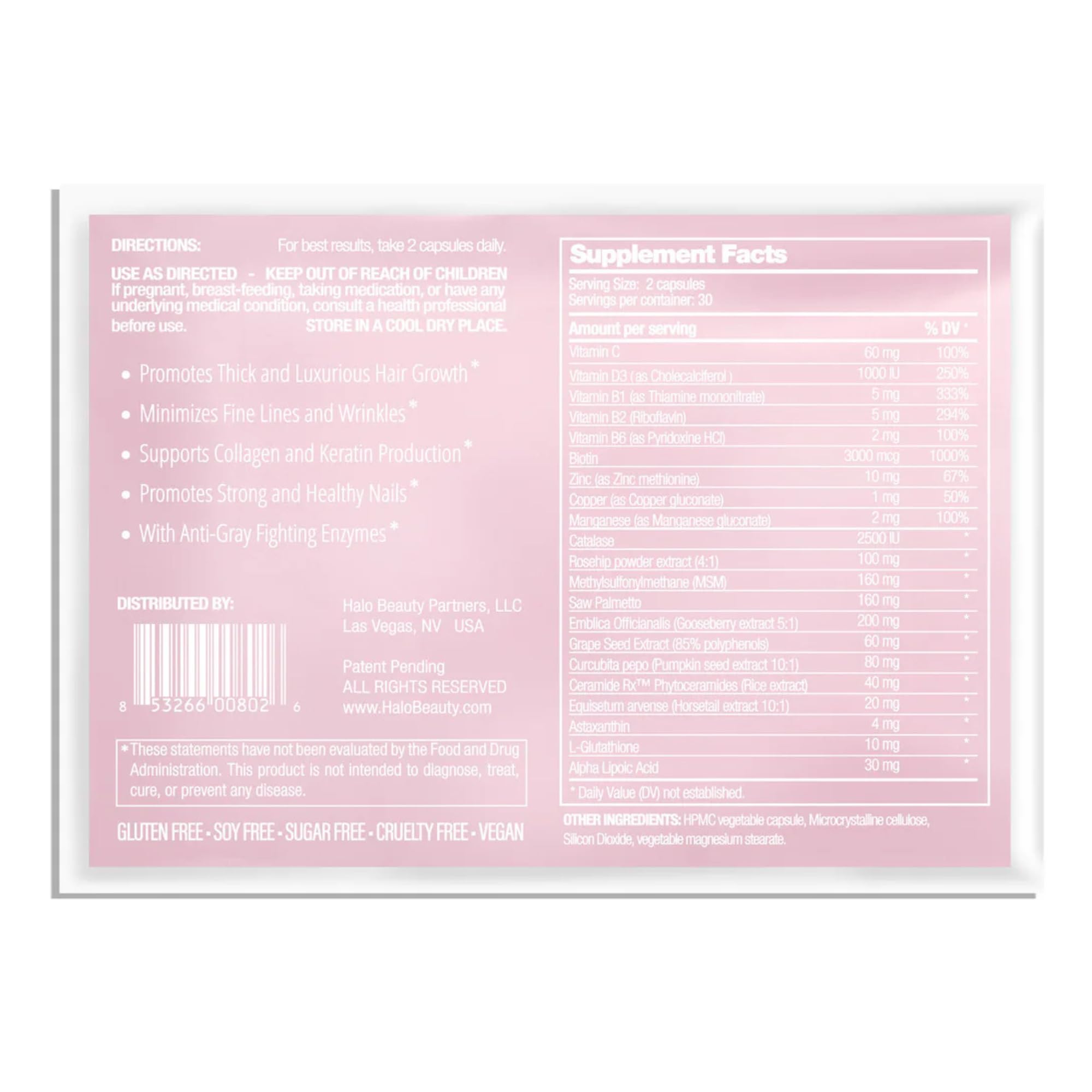 Halo Beauty woman taking capsules portrays daily wellness support during busy mornings.