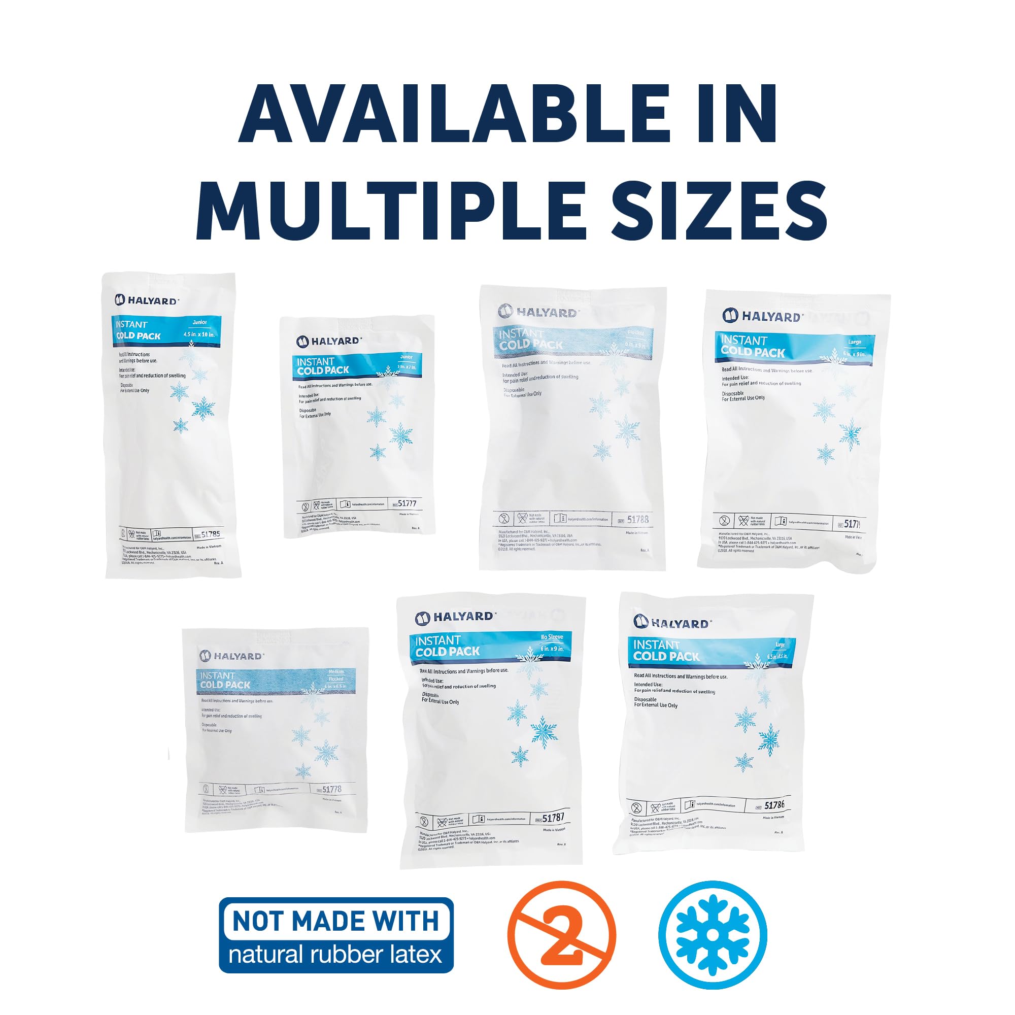 Halyard Instant Cold Pack single-use disposable design for hygienic use.