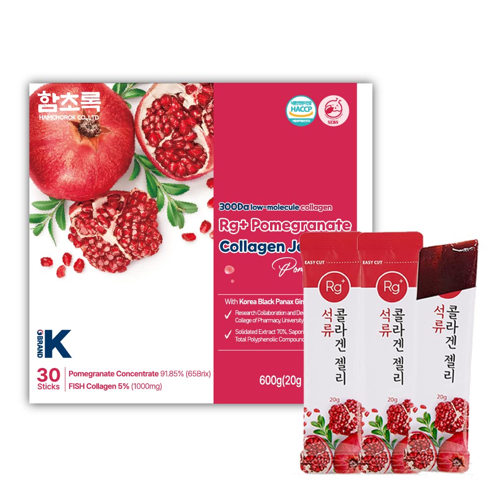 HAMCHOROK pomegranate collagen jelly packaging for on-the-go skin and hair care.