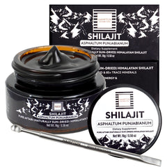 Hampton Distribution Pure Aftabi Shilajit resin jar shows premium packaging and purity.