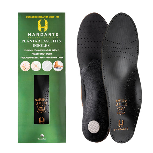 HANDARTE leather plantar fasciitis insole with arch support for all-day comfort.