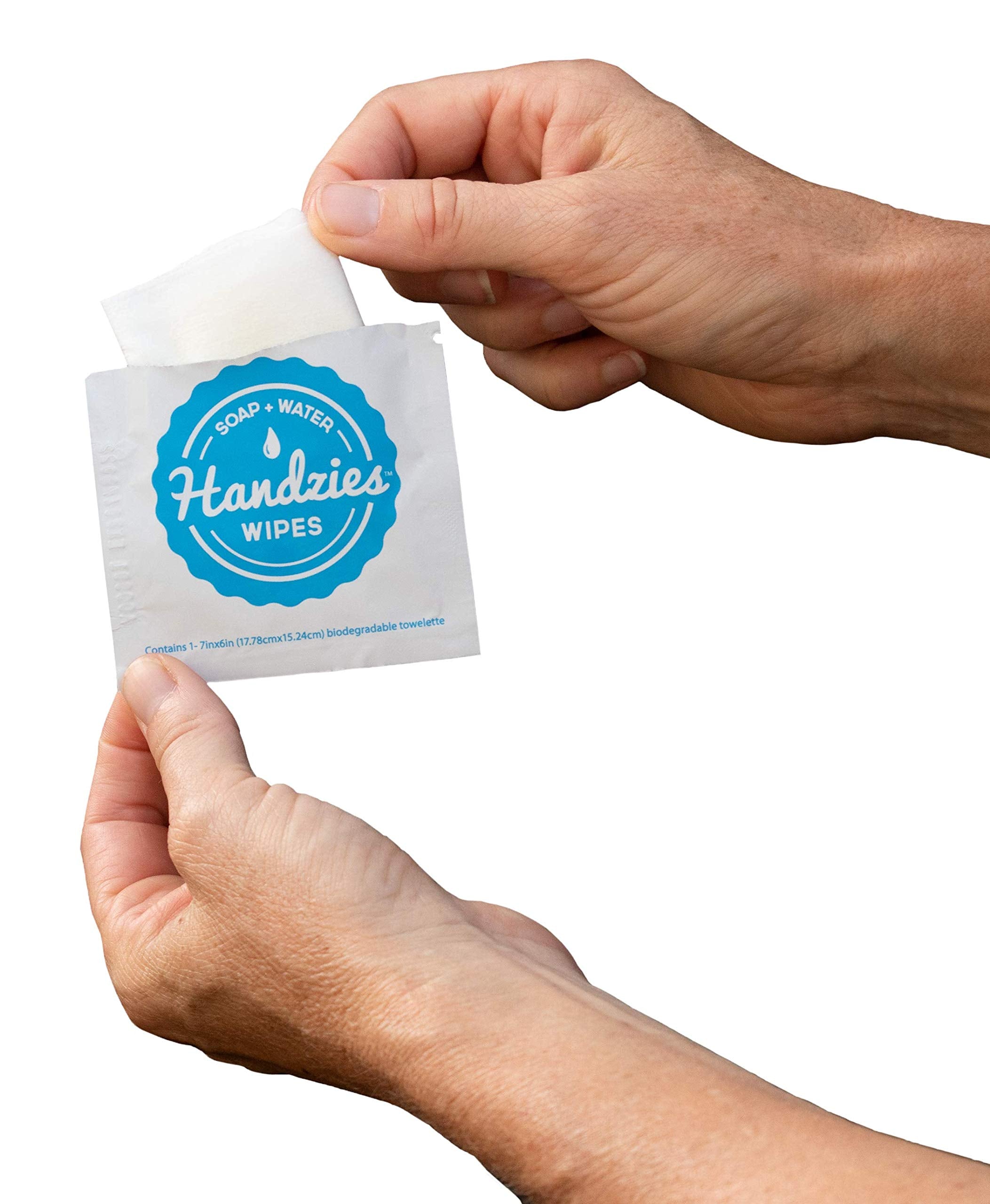 Handzies plant-based fiber wipe close-up, eco-friendly and vegan-friendly.
