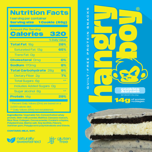 Hangryboy gluten-free GMO-free ingredients highlighted for clean snacking.
