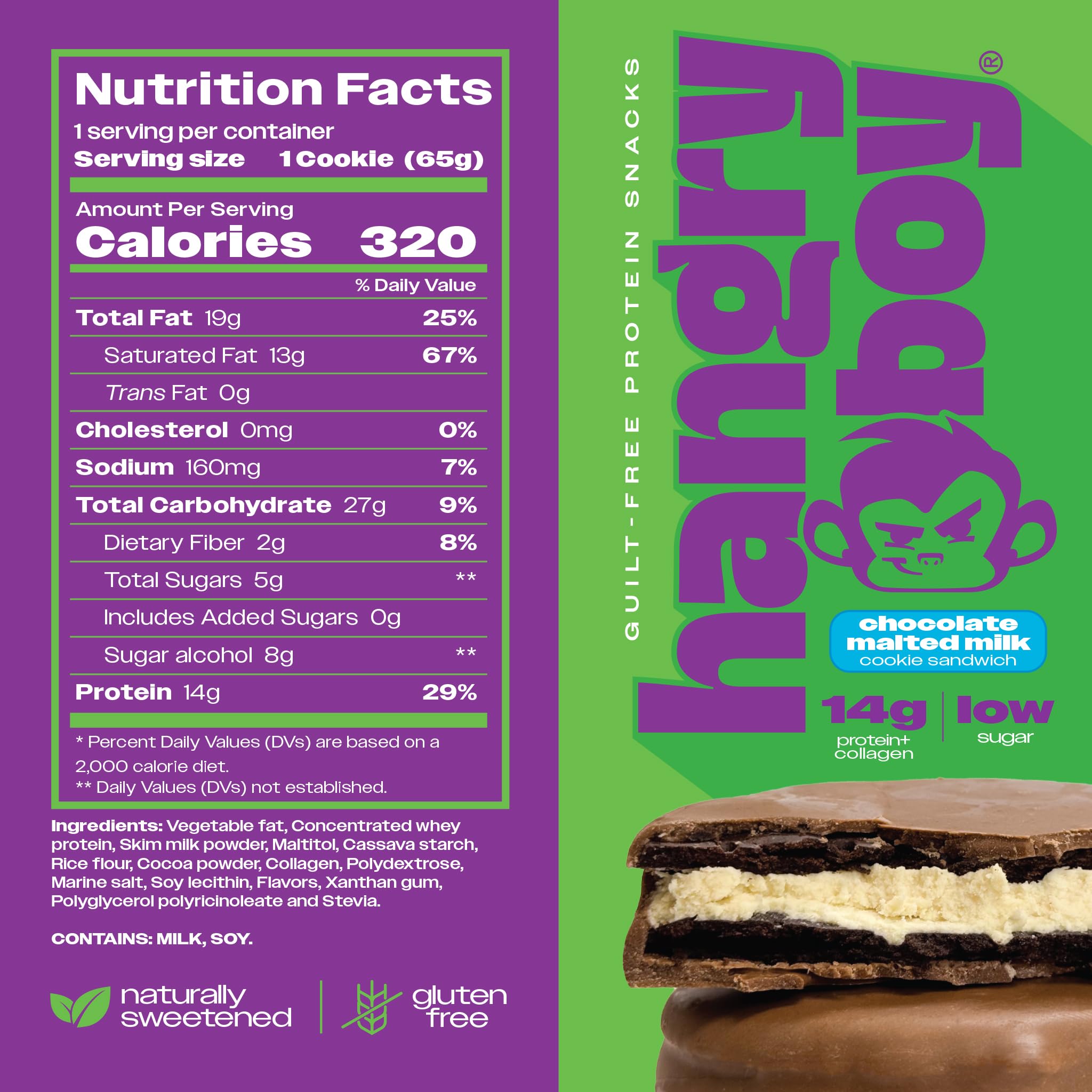 Hangryboy Chocolate Malted Milk flavor sandwich, satisfying mid-day craving.