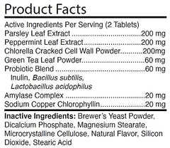 Chlorophyll and mint in Hank & Harley tabs deodorize dog breath.