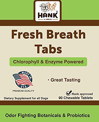 Tablets with a scored design shown for easy half-use on small dogs.