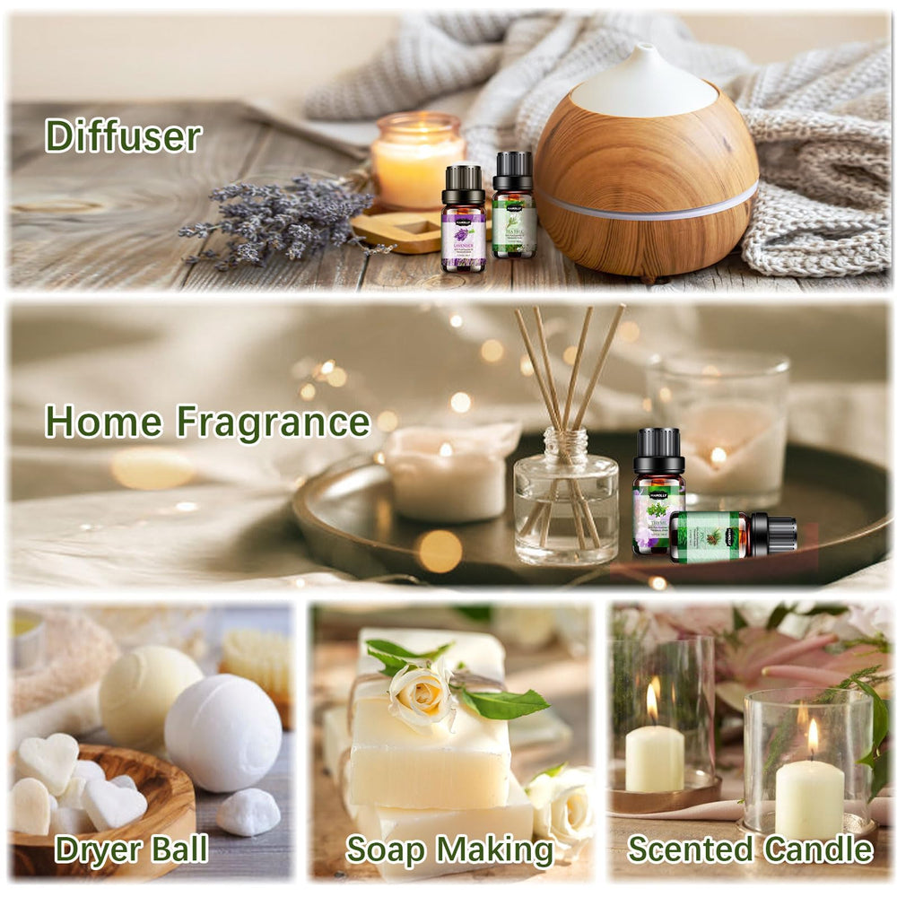 Hanolly home spa setup with essential oils.