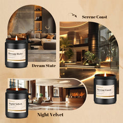 Hanolly Serene Coast candle in a minimalist jar for calm focus.