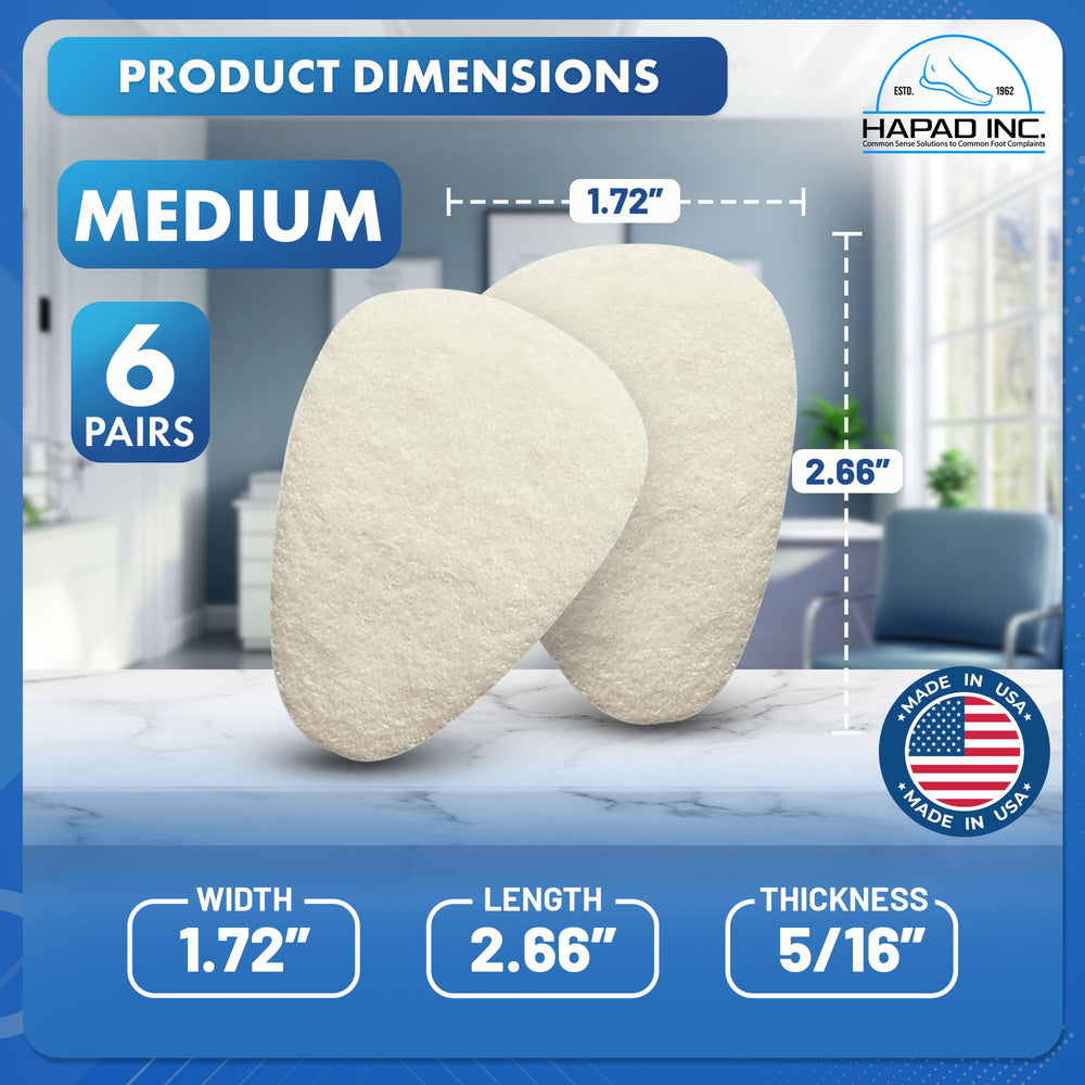 HAPAD easy-placement metatarsal pads quick to position for comfort.
