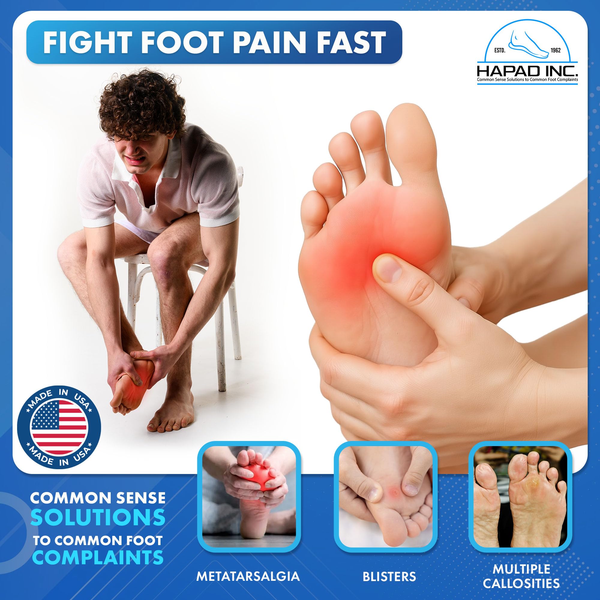 HAPAD Morton’s neuroma relief pad supports forefoot comfort.