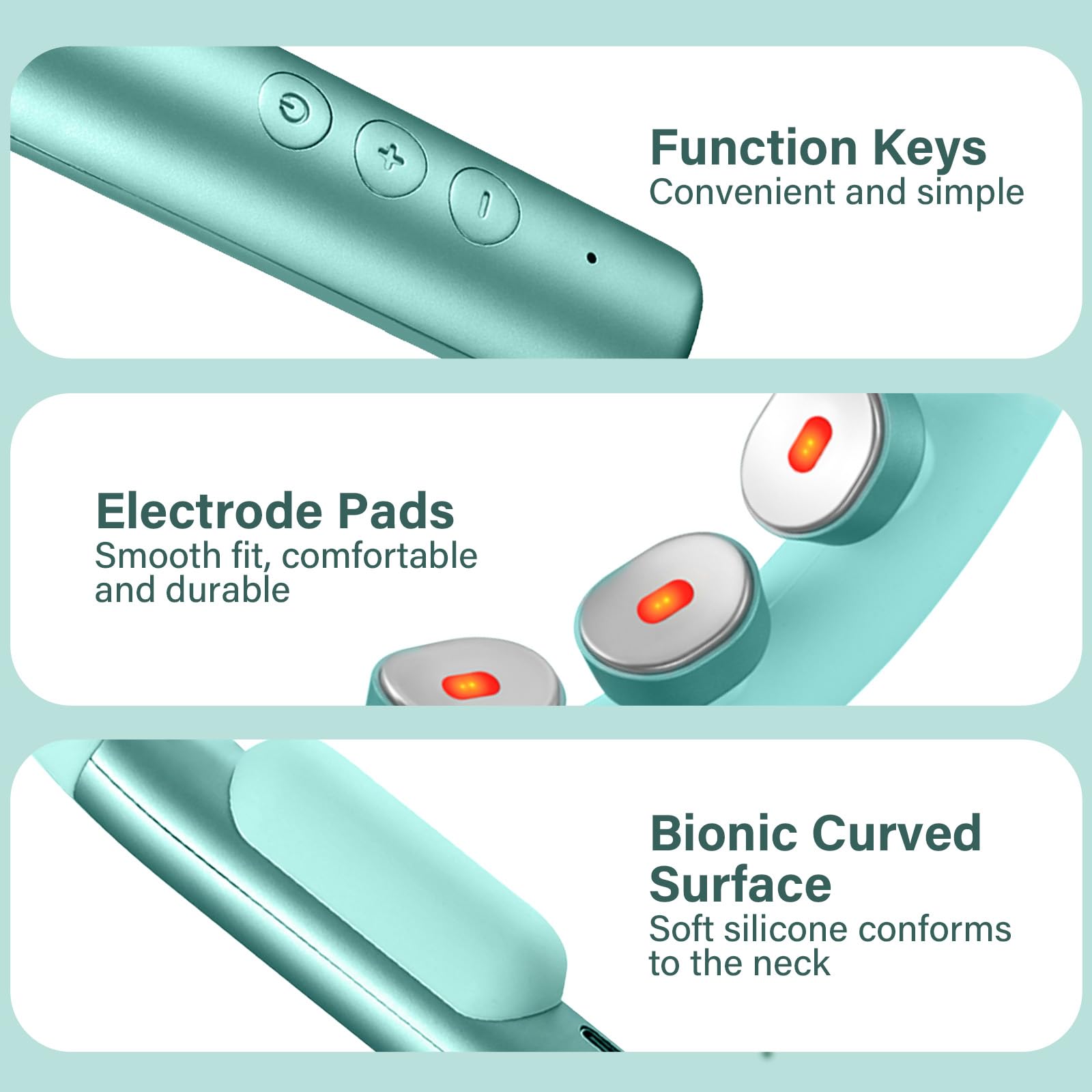 Built-in controls on the HAPIPET neck massager for quick adjustments.