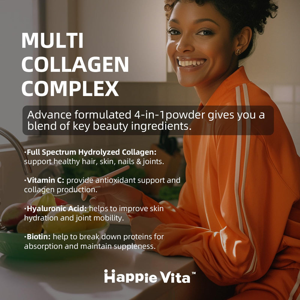 HappieVita hyaluronic acid and vitamin C blend jar showing label