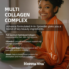 HappieVita hyaluronic acid and vitamin C blend jar showing label